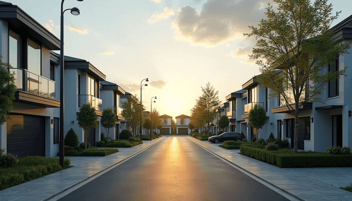 Premium residential development at sunset
